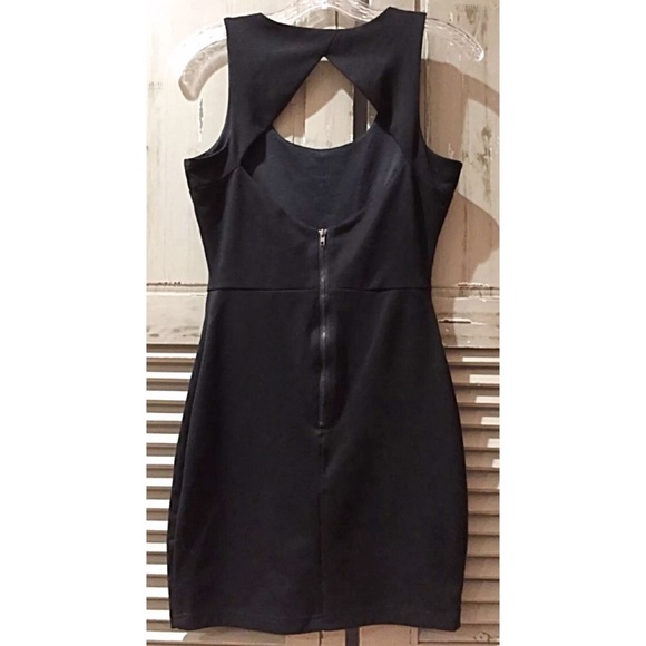 EN CREME Black Sequined Body-Con Dress Exposed Zip Y2K - Picture 2 of 7